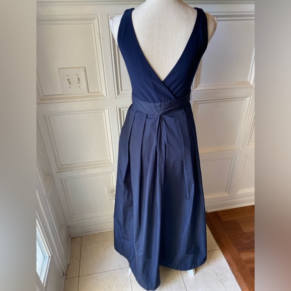 SOLD LAUREN RALPH LAUREN AGNI 4P DARK BLUE NAVY MAXI DRESS JERSEY TAFETTA BOW - Picture 7 of 9